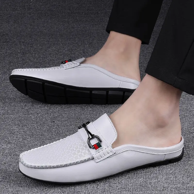 Men's Half-slippers Lazy Slip-on Leather Casual Shoes for Men
