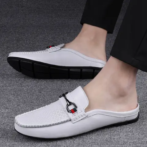 Men's Half-slippers Lazy Slip-on Leather Casual Shoes for Men