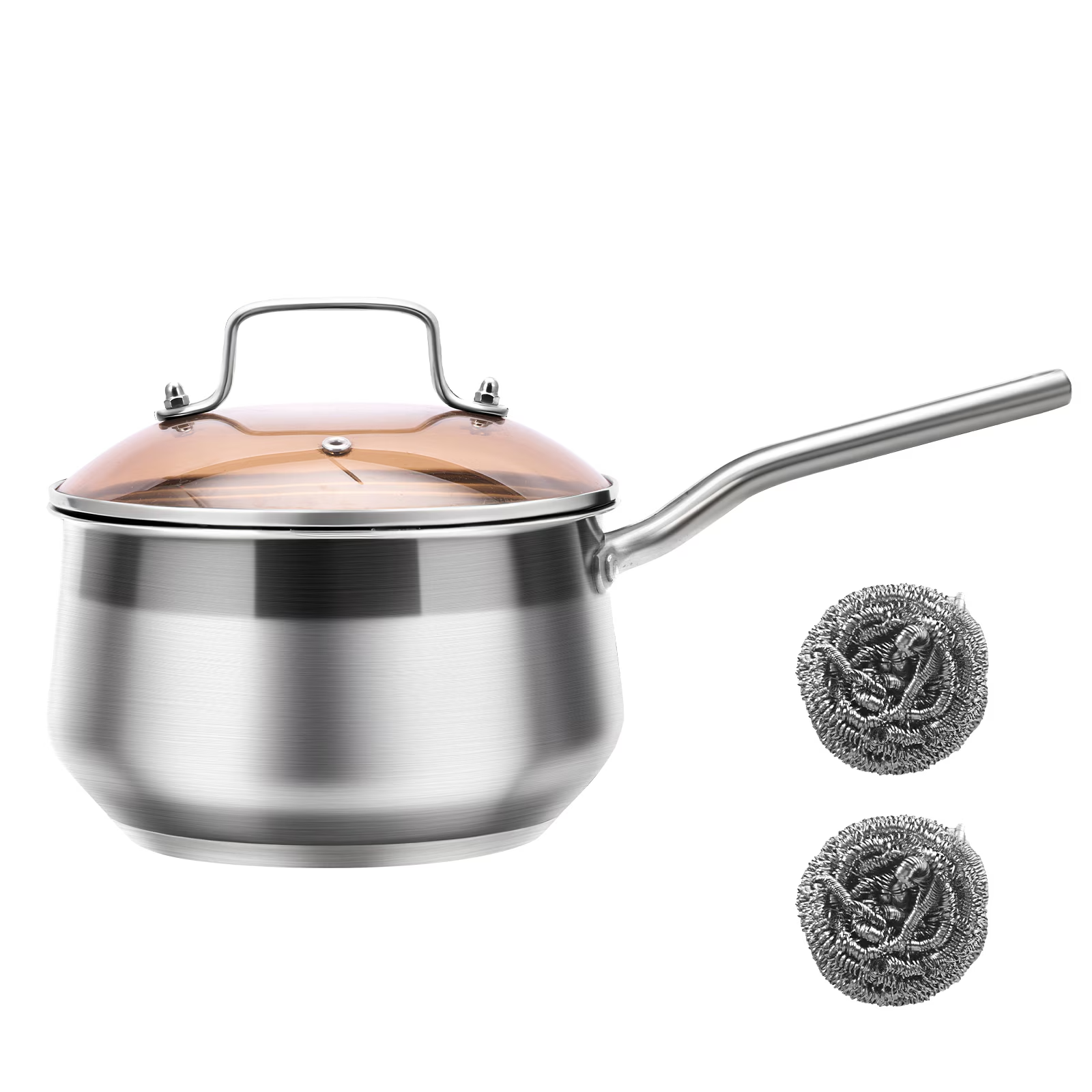 WANGYUANJI Non-Stick Stainless Steel Saucepan With Lid, 2.85QT Small Soup Pot Fo