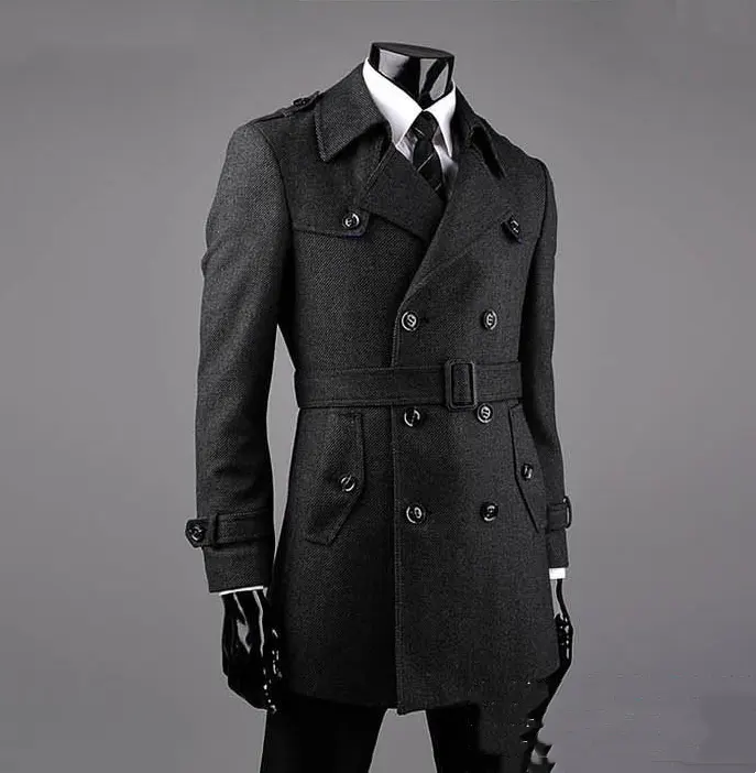 Young and Middle-aged Cashmere Coat Fat Casual Tweed Trench
