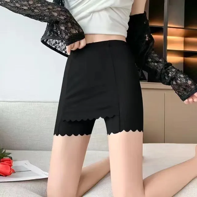 Double Layer Anti walking Non marking Bottoming Pants Female Summer Thin Section Black - Shop at LoveMi