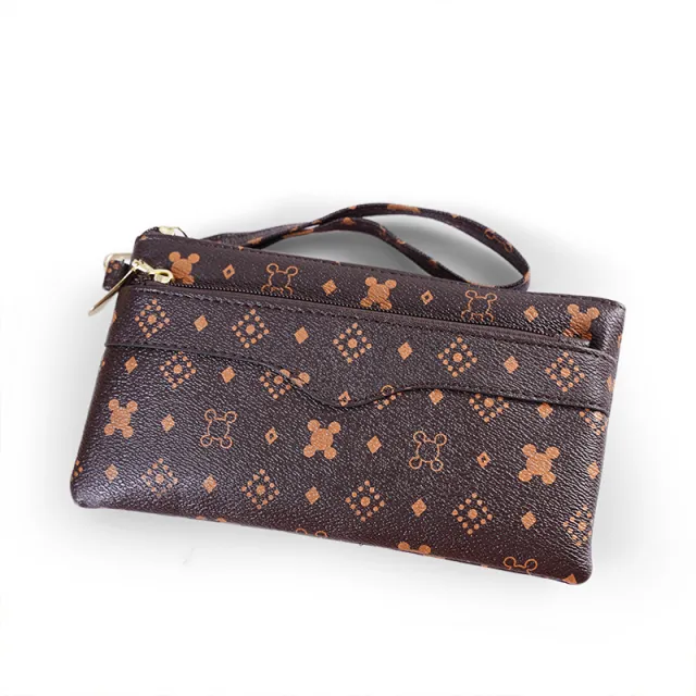 Fashion Printed Female Bag Clutch Bag Leather Mobile Phone Bag Women Brown - Shop at LoveMi