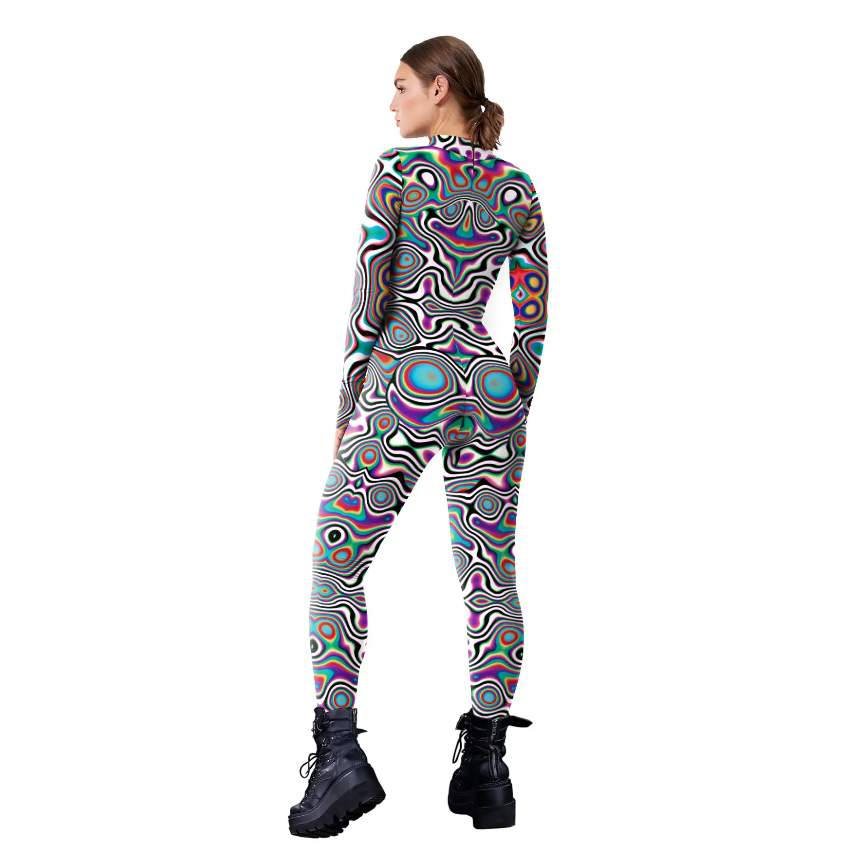 Digital Print Performance Suit Graffiti Wave Role Play One-piece