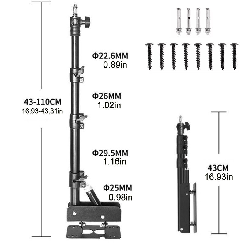 39 Triangle Wall Mount Light Stand Boom Arm For Video Moonlight UK — image 2