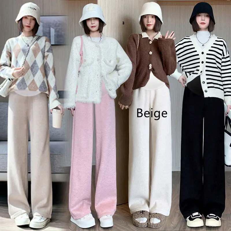 Women's Fashion Draped Padded Straight Wide Leg Pants