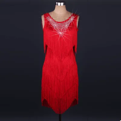 Latin Dance Competition Costume Three step Square Dance Dress Red - Shop at LoveMi