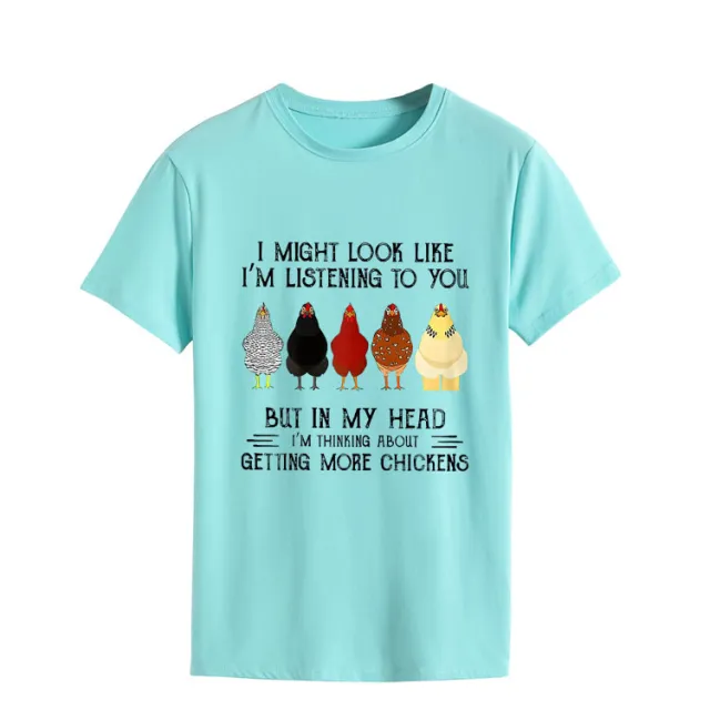 Simple Round Neck Pullover Blouse Print T shirt Deep Water Blue - Shop at LoveMi