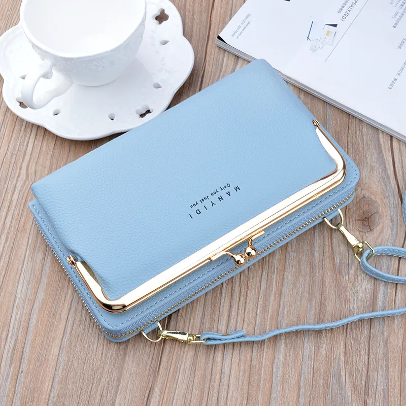 Lock Crossbody Bags Women Shoulder Bag Clutch Ladies Mobile Phone Bag Purse Handbag - Blue