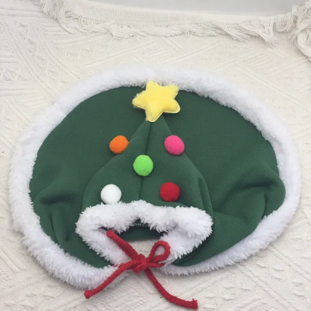 Cat Christmas Cape With Velvet Stars Hat Green - Shop at LoveMi