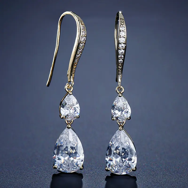 RAKOL Simple Long Exquisite Water Drop Zircon