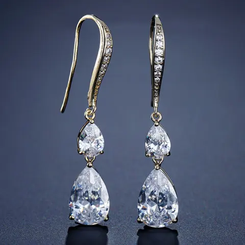 RAKOL Simple Long Exquisite Water Drop Zircon Female Banquet