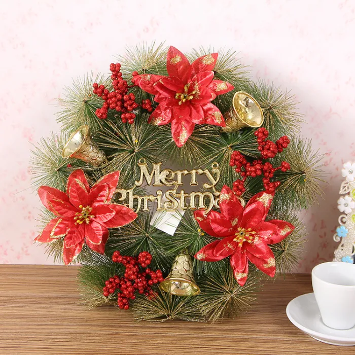 Christmas Wreath with Red Bow, Pine Cones and Berries, 17 in Front Door Holiday Wreath - detail photo 1
