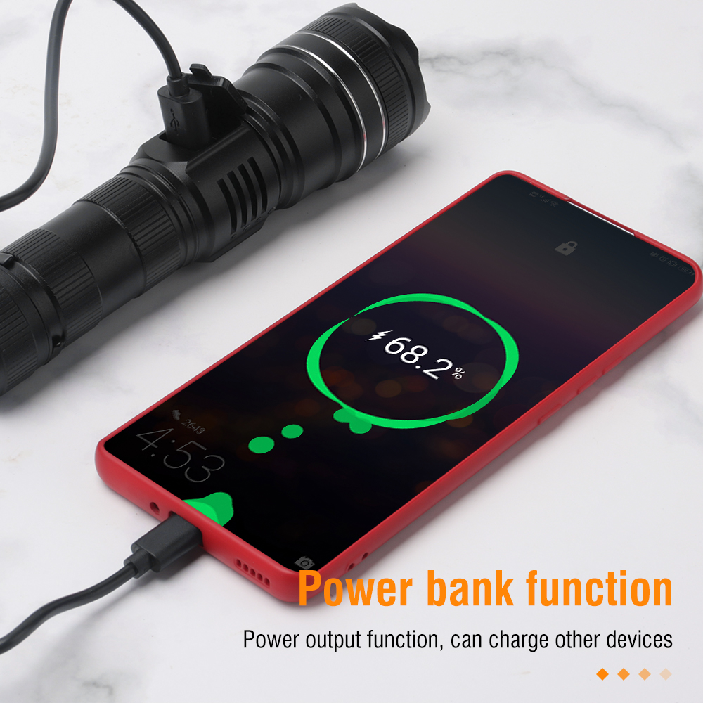 Super Bright 200000LM Torch Led Flashlight USB Rechargeable Zoom Tactical Light
