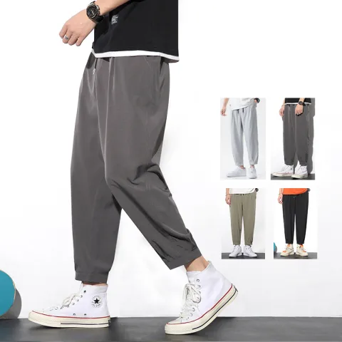 Drawstring Pants Summer Casual Ice Slik Trousers Jogger Hiking