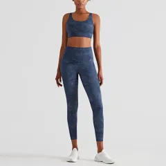 Zebra-print High-waisted Hip-lifting Sports Tights - Tie Dyed Blue - View 1