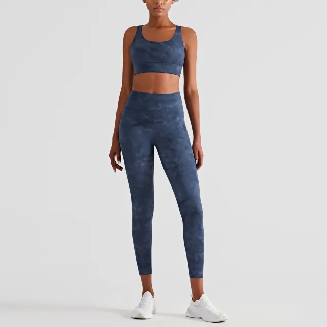 Zebra print High waisted Hip lifting Sports Tights Tie Dyed Blue - Shop at LoveMi
