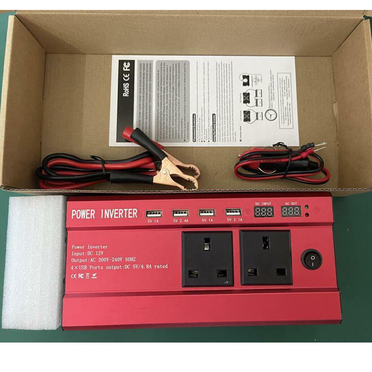 6000W Car Power Inverter Converter DC 12V To AC 240V 4 USB 2 UK Socket Sine Wave 3