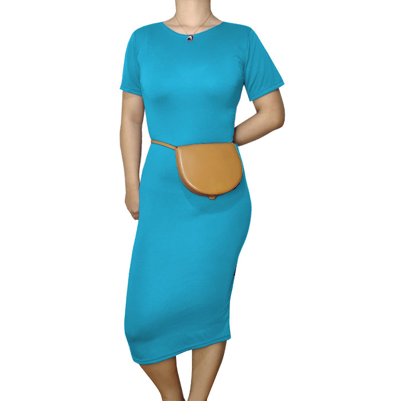 Autumn Winter Dress Multicolor Multi Size OL Lake Blue - Shop at LoveMi