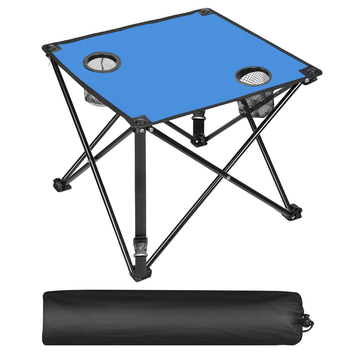 1Pc 2Pc Options Foldable Camping Table Portable Picnic Table Lightweight Travel Desk With 2 Cup Holders Carrying Bag Color Options Black Orange Green Red Blue Navy Blue image 39