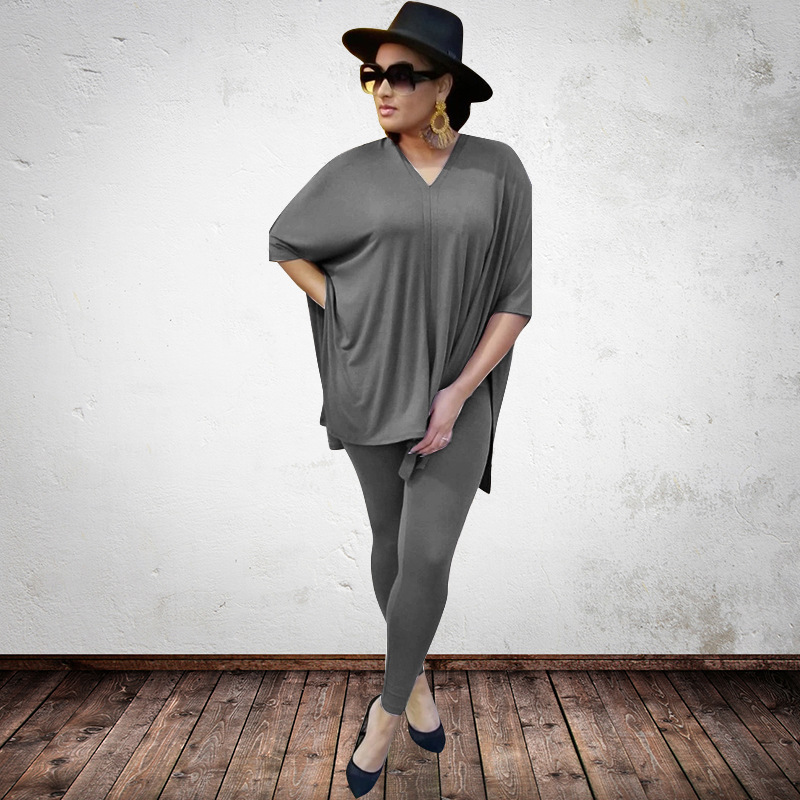 Title 4, Solid Color Loose Casual Plus Size Womens Clot...