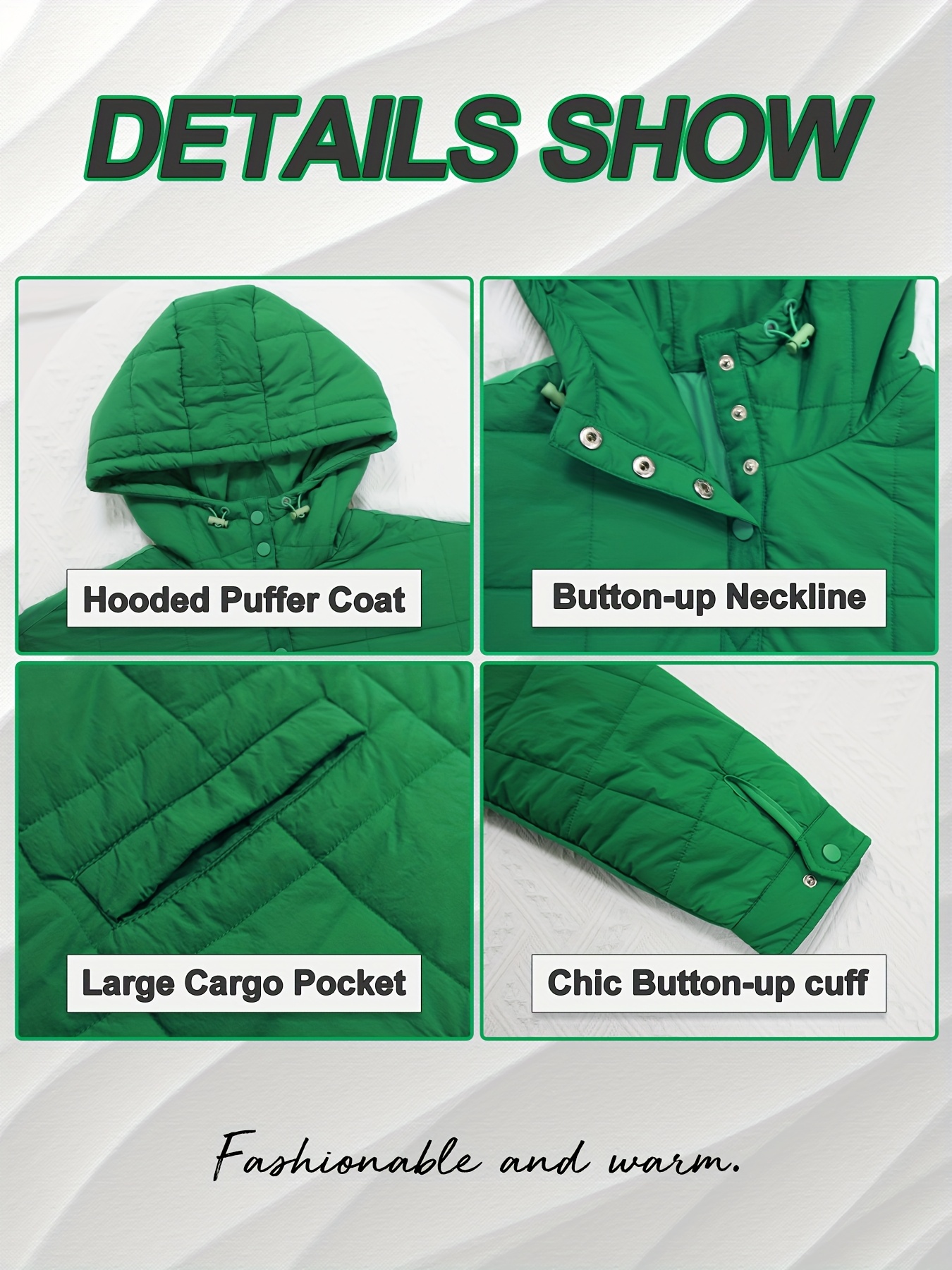 European And American Minimalist Style Plus-size Winter New Top, Hooded Pullover Basic Design, Half-open Snap Button Closure, Small Side Slits, Everyday Versatile Anti-cotton Jacket