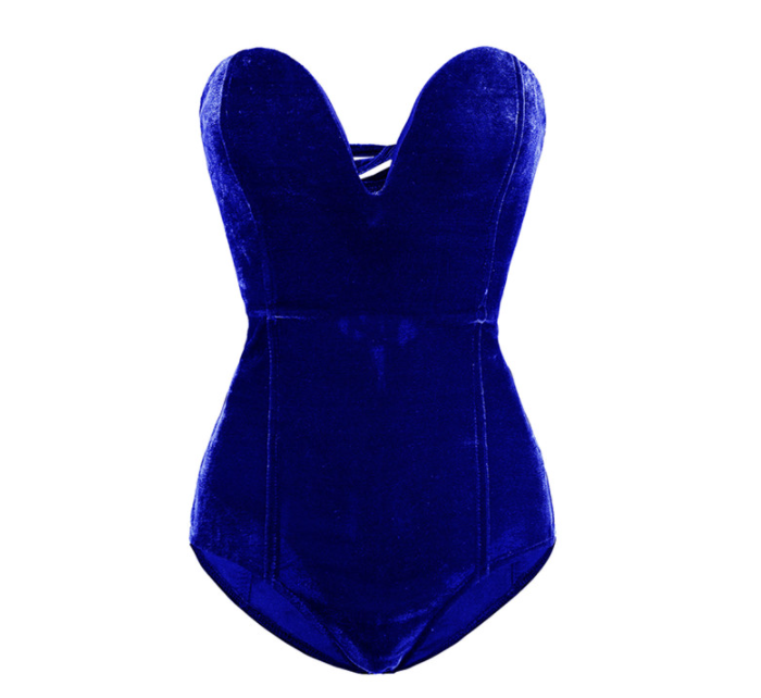 Fashion New Women's Tube Top V-neck Slim Temperament Velvet Jumpsuit Women