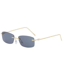 Fashion Rimless Cut-edge Sunglasses Ocean Lens Sunglasses - Black Grey - View 1