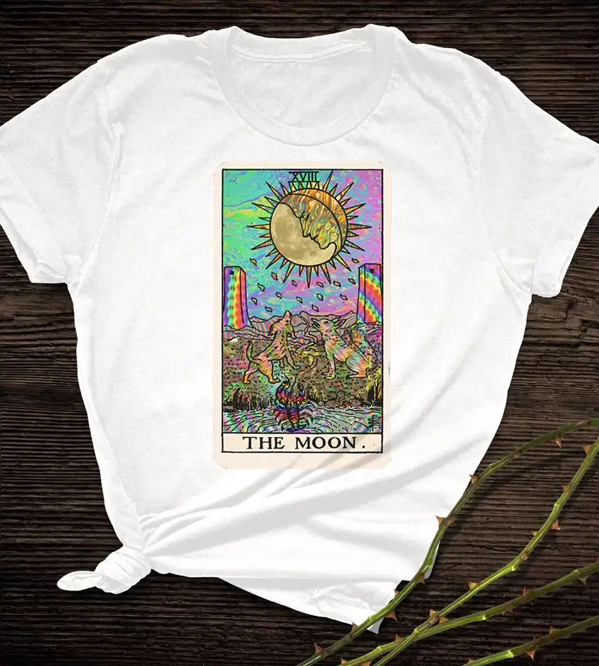 Psychedelic Tarot Card Print Short Shirt Fabrics