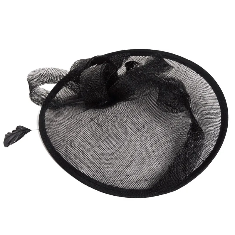 European Style Court Ladies Top Hat Hairpin Linen Yarn - Black