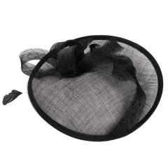 European Style Court Ladies Top Hat Hairpin Linen Yarn - Black - View 1