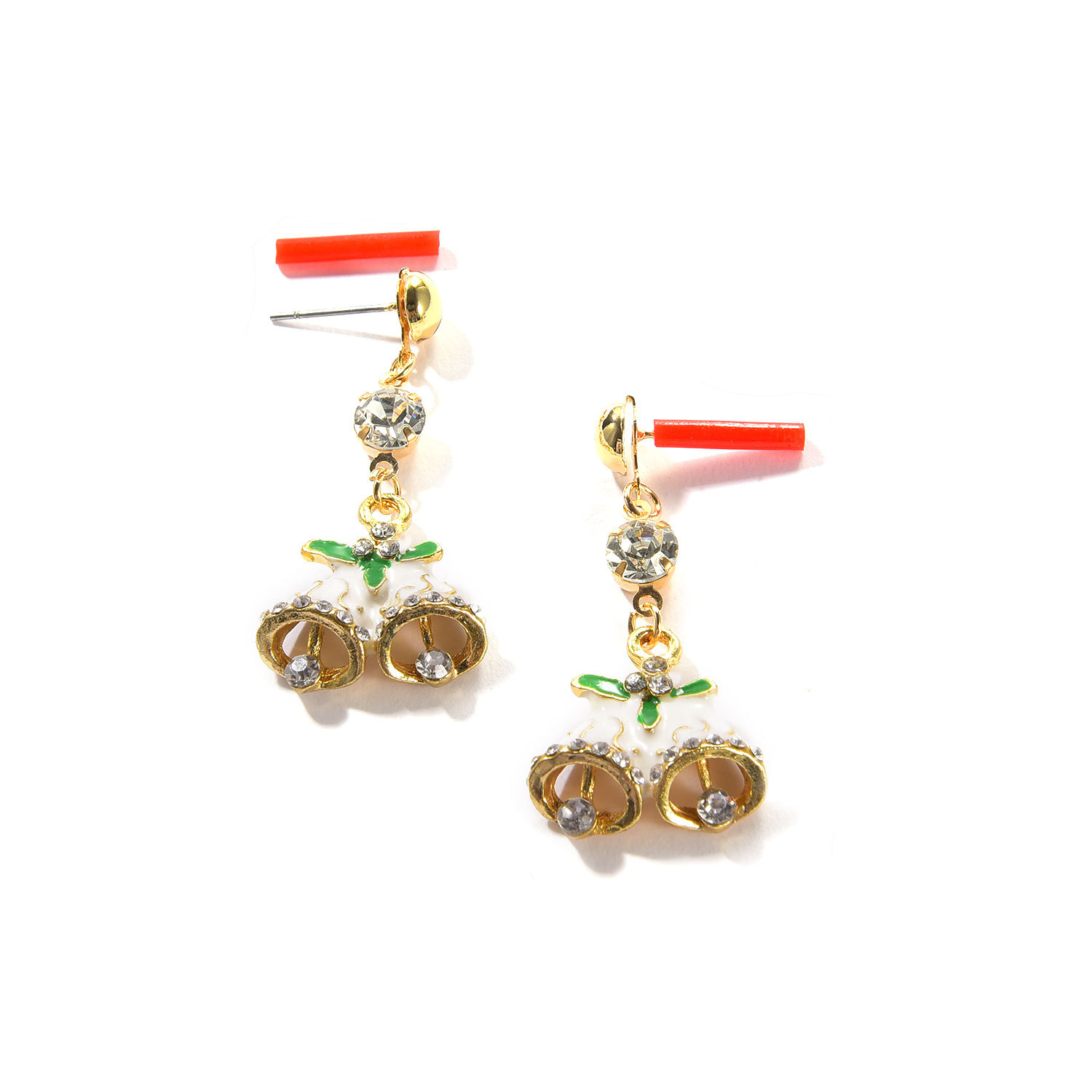 Fashionable Christmas Bell Shaped Rhinestone Stud Earrings