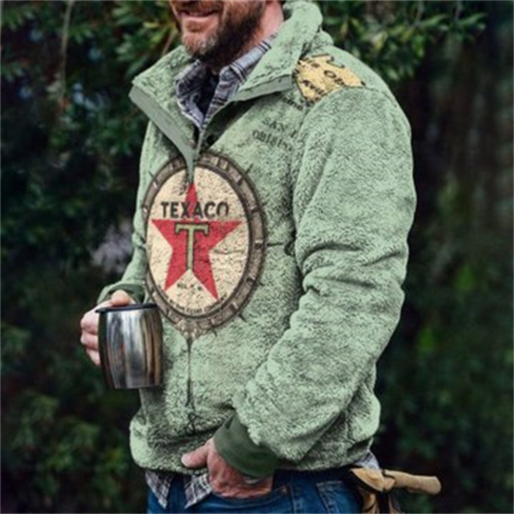 Autumn And Winter Casual Button Pocket Flannel Plush Men's Sweater