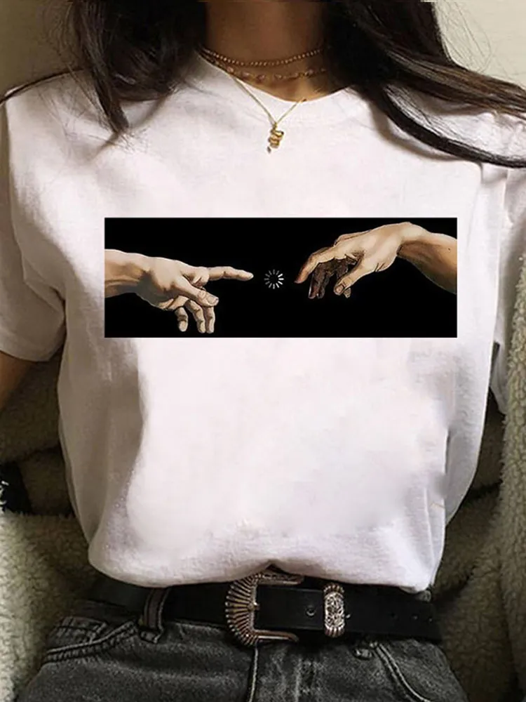 European And American Alphabet Print Short-sleeved T-shirt - 20Style