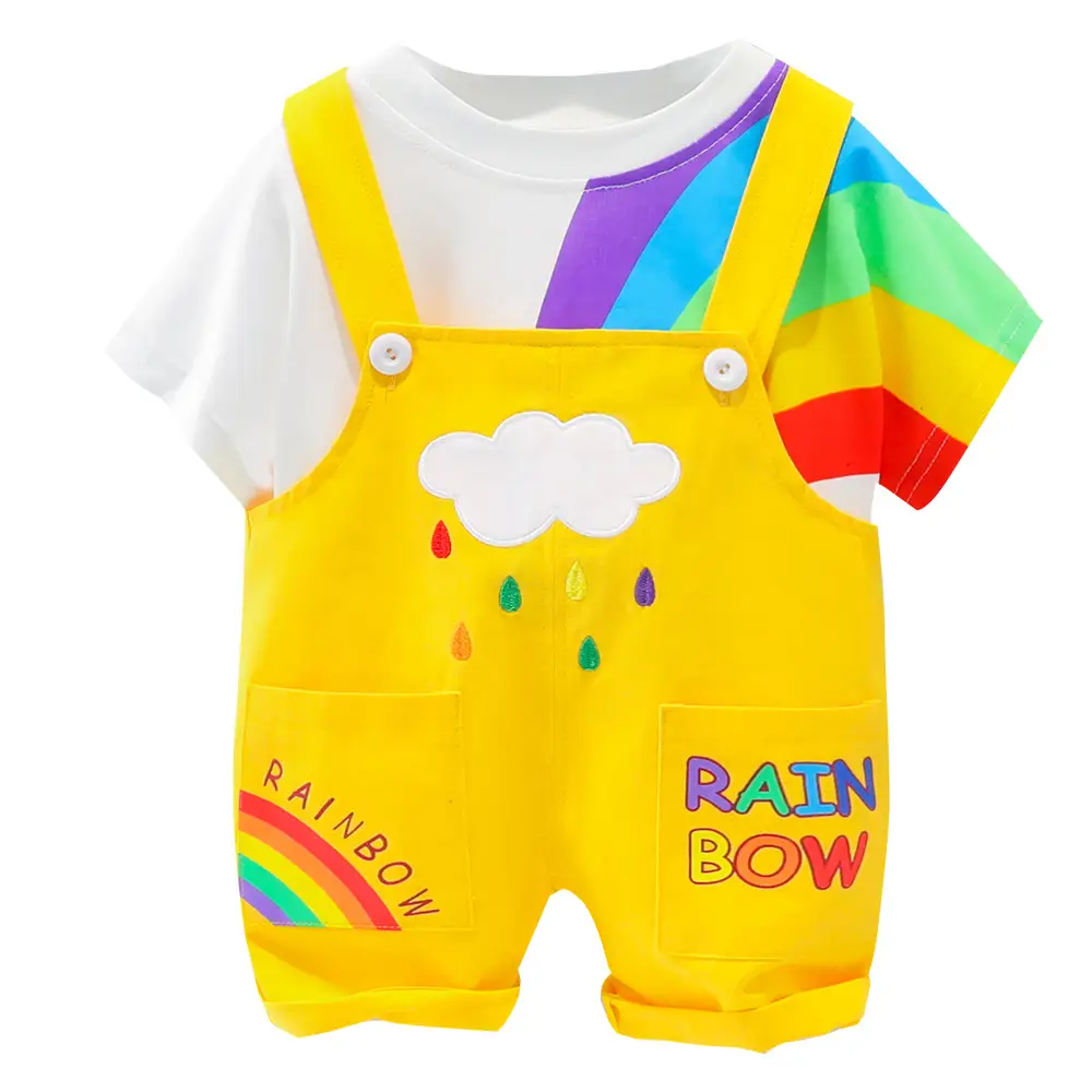 Children Suspender Shorts Fashion Short Sleeve T-shirt Two-piece Set