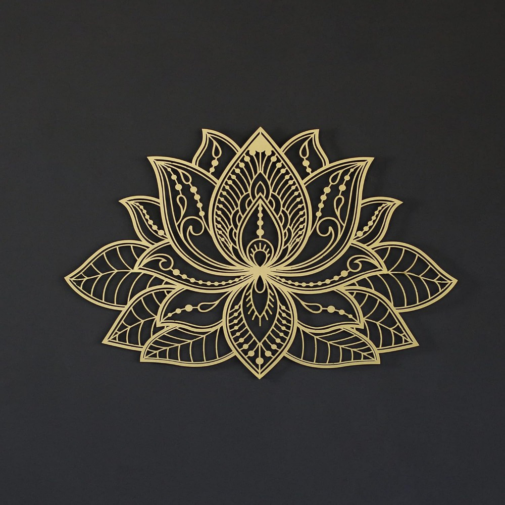 Radiant Lotus Mandala Metal Wall Art - Zen Bohemian Decor For Living Room