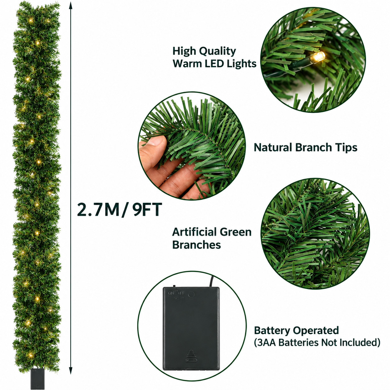 9ft12ft Christmas Garland Decoration Door Wreath Xmas
