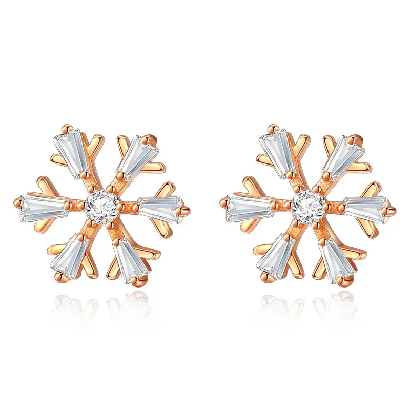 Snowflake Studded Earrings Sterling Silver