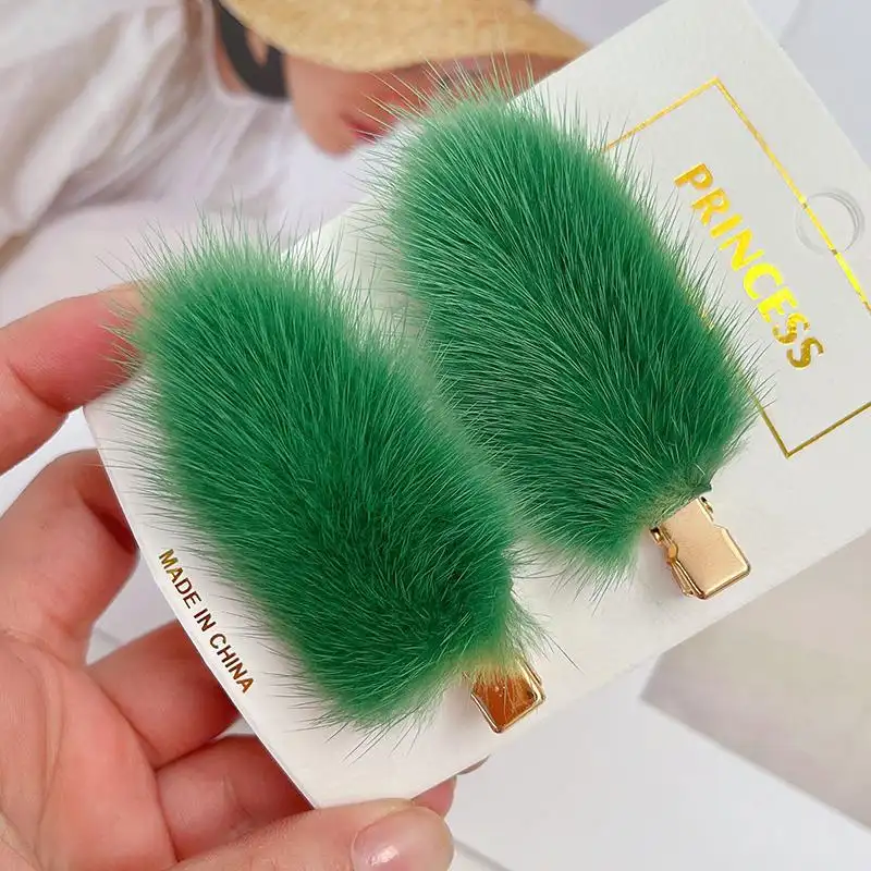Fashion Women's Mink Hair Seamless Plush Hairpin