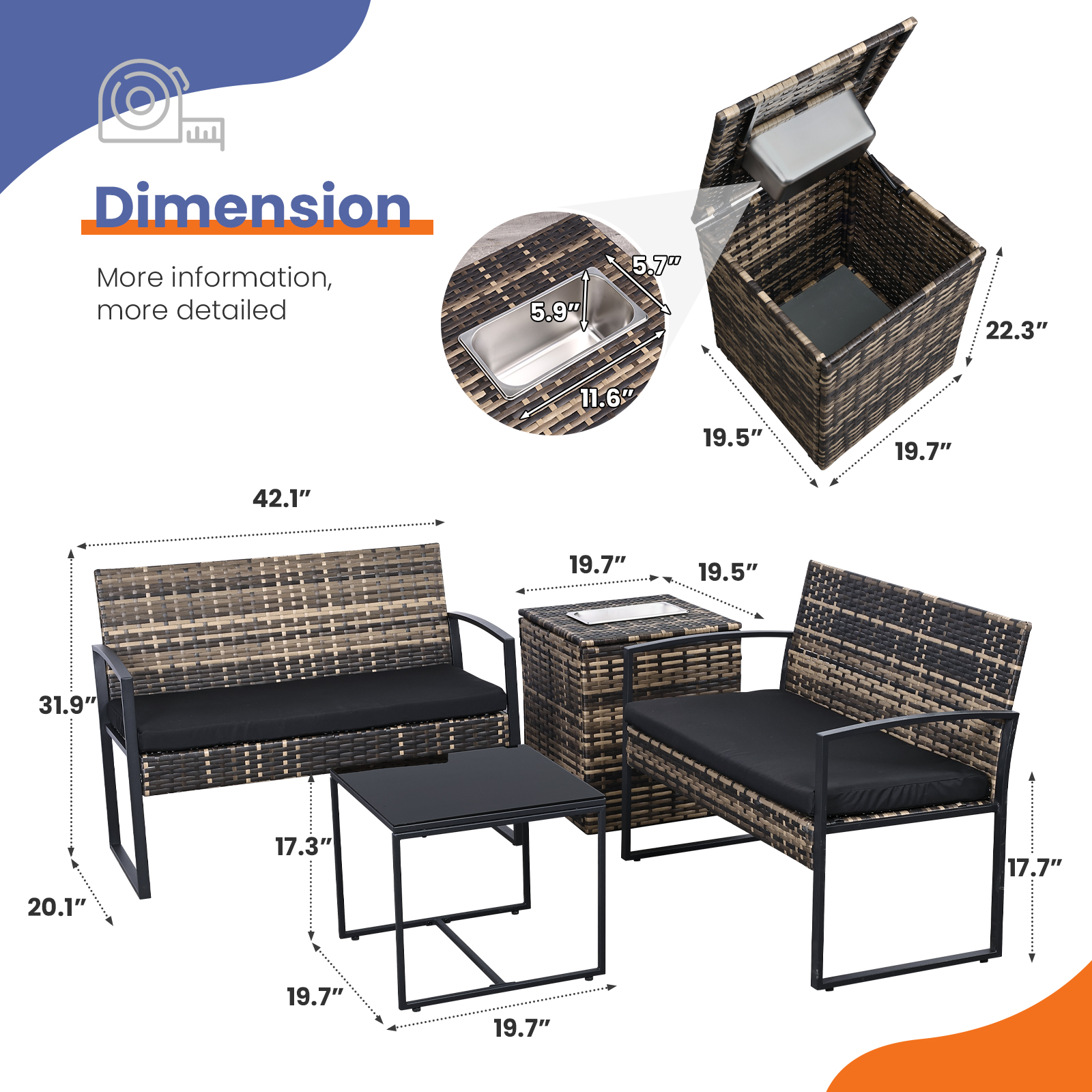 4 Piece Wicker Patio Set, picture 4 of 5