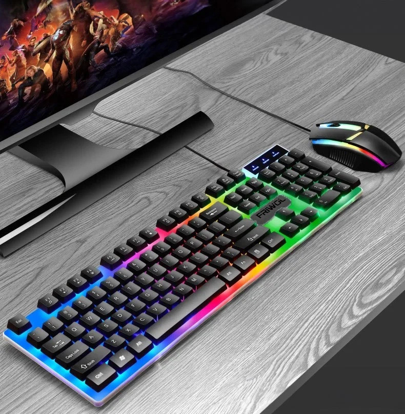 UK Gaming Keyboard And Mouse Set RGB LED USB For PC Laptop Xbox One PS4 PS 11