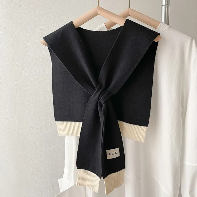Shirt With Small Shawl Shirt Green Scarf Woolen Shoulder Black - Shop at LoveMi