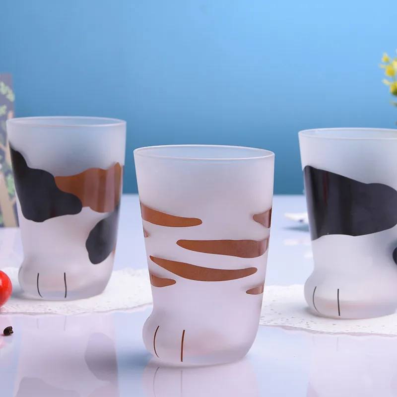 Creative Cute Cat Paws Glass Tiger Mug Office Coffee