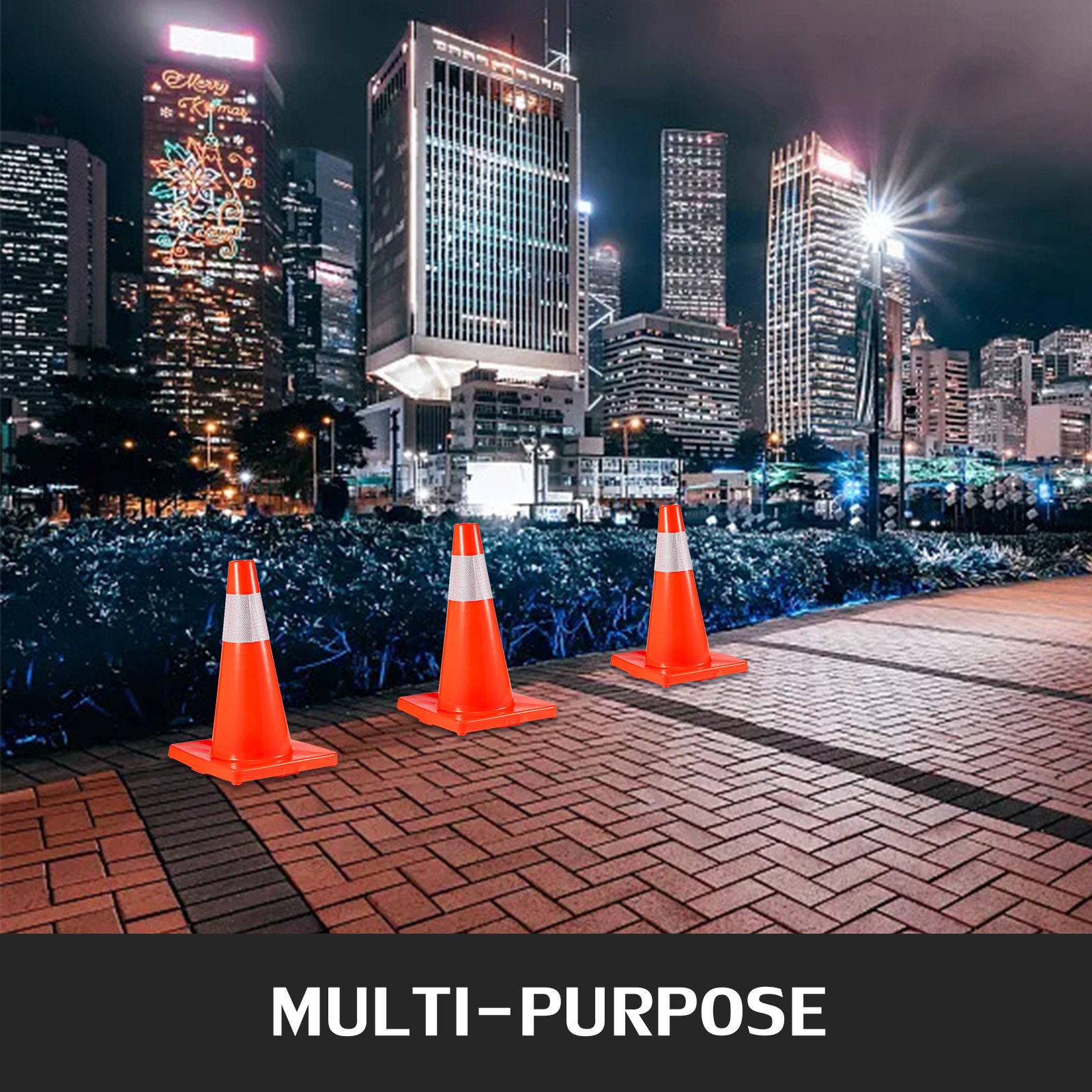 12Pack Traffic Cones, Safety Road Parking Cones PVC Base, Orange Traffic Cone With Reflective Collars… image 2