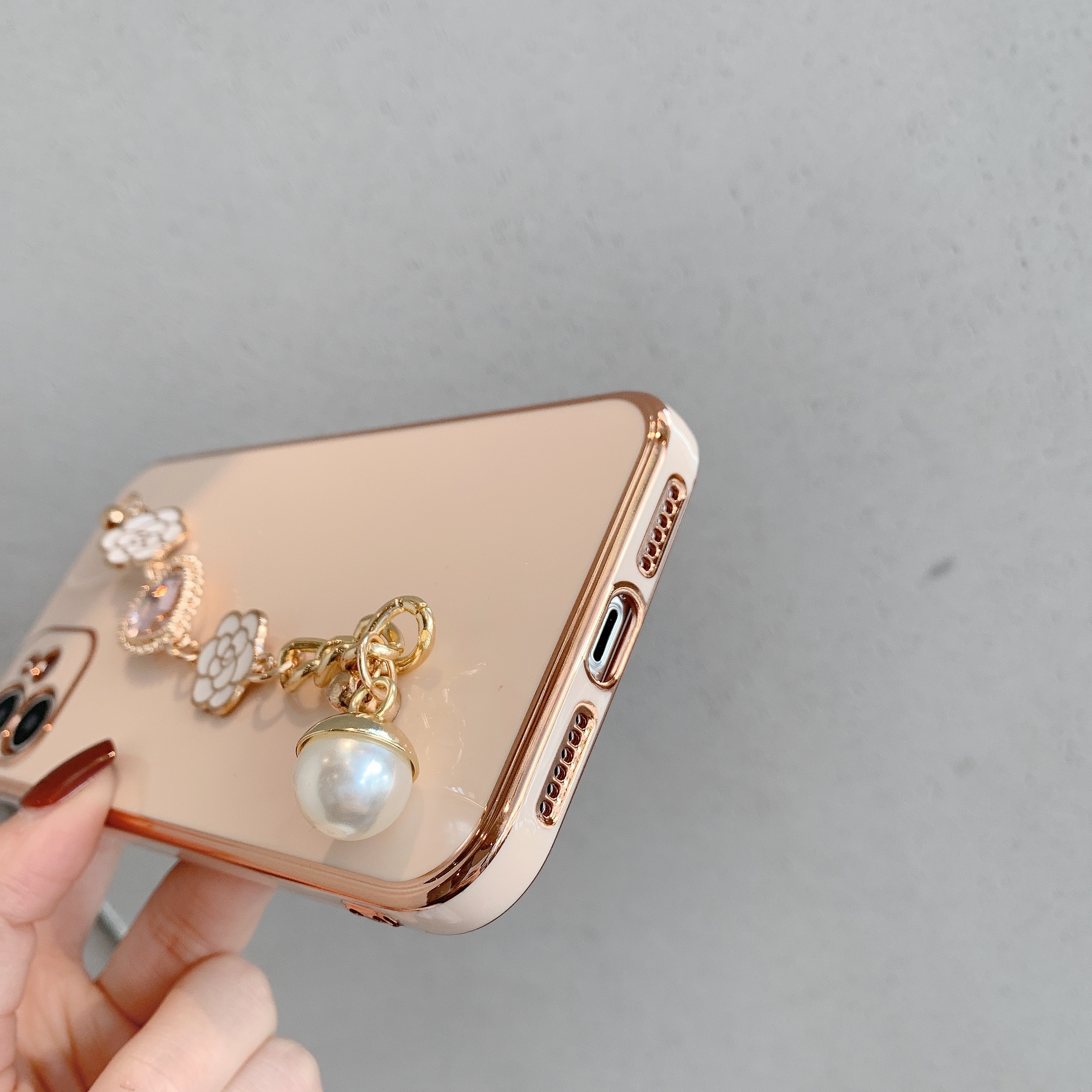 Camellia Electroplating Bracelet Soft Phone Case