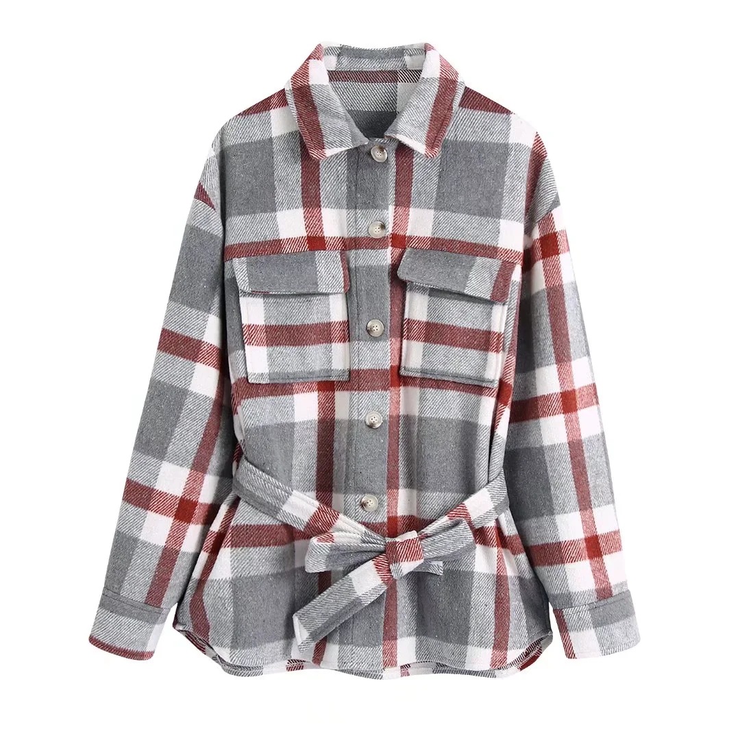 Urban Casual Simple Style Large Plaid Woolen Shirt