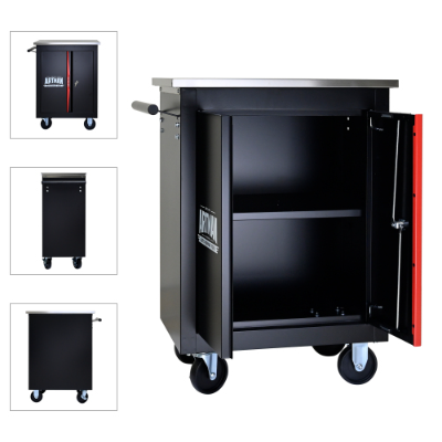 DOUBLE-DOOR CLAPBOARDl MULTI-FUNCTION TOOL CART–BLAK RED