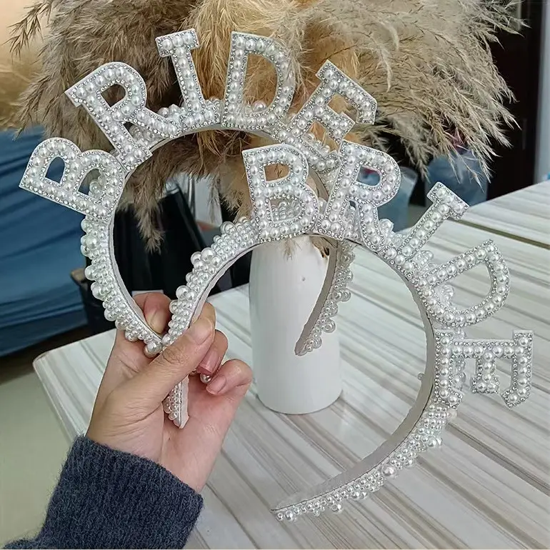 Bride Vintage Pearl Hair Ornament Band Headband