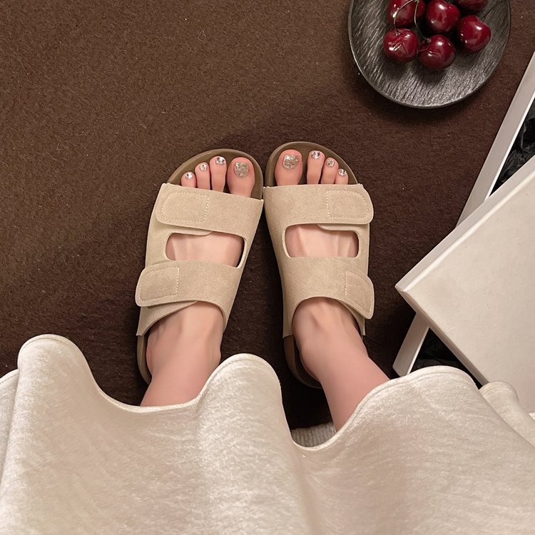 Boken Slippers Women's Retro Ugly Cute Magic Tape One Word Casual Cool Slippers 3