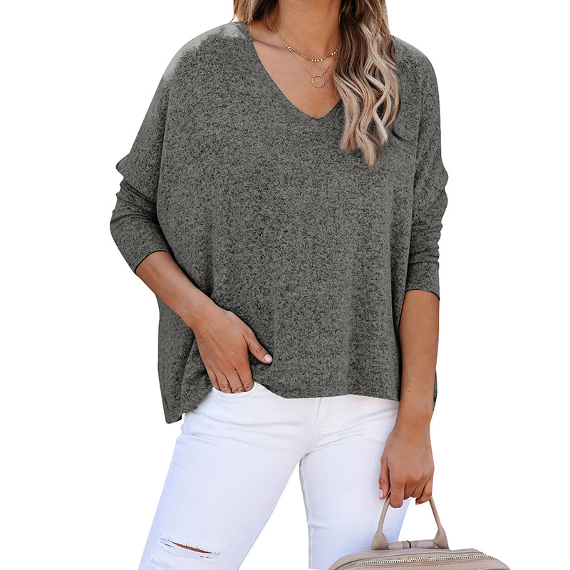 Title 5, Bat Sleeve V-Neck Loose Pullover Top