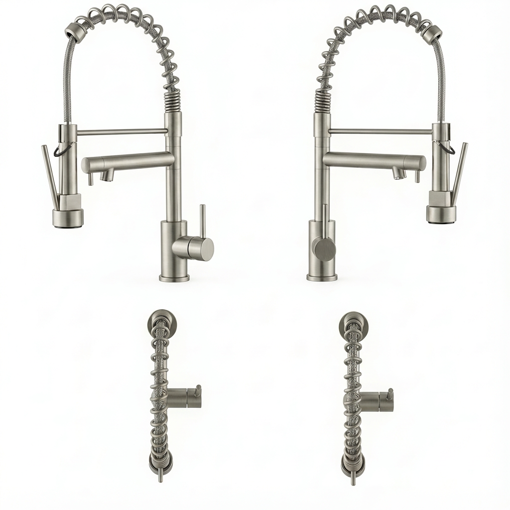 Touch Kitchen Faucet With Pull Down Sprayer, Single Handle Stainless Steel Spring Neck Kitchen Faucet, 2 Function Spray Head, Single Hole Installation, Brushed Nickel
